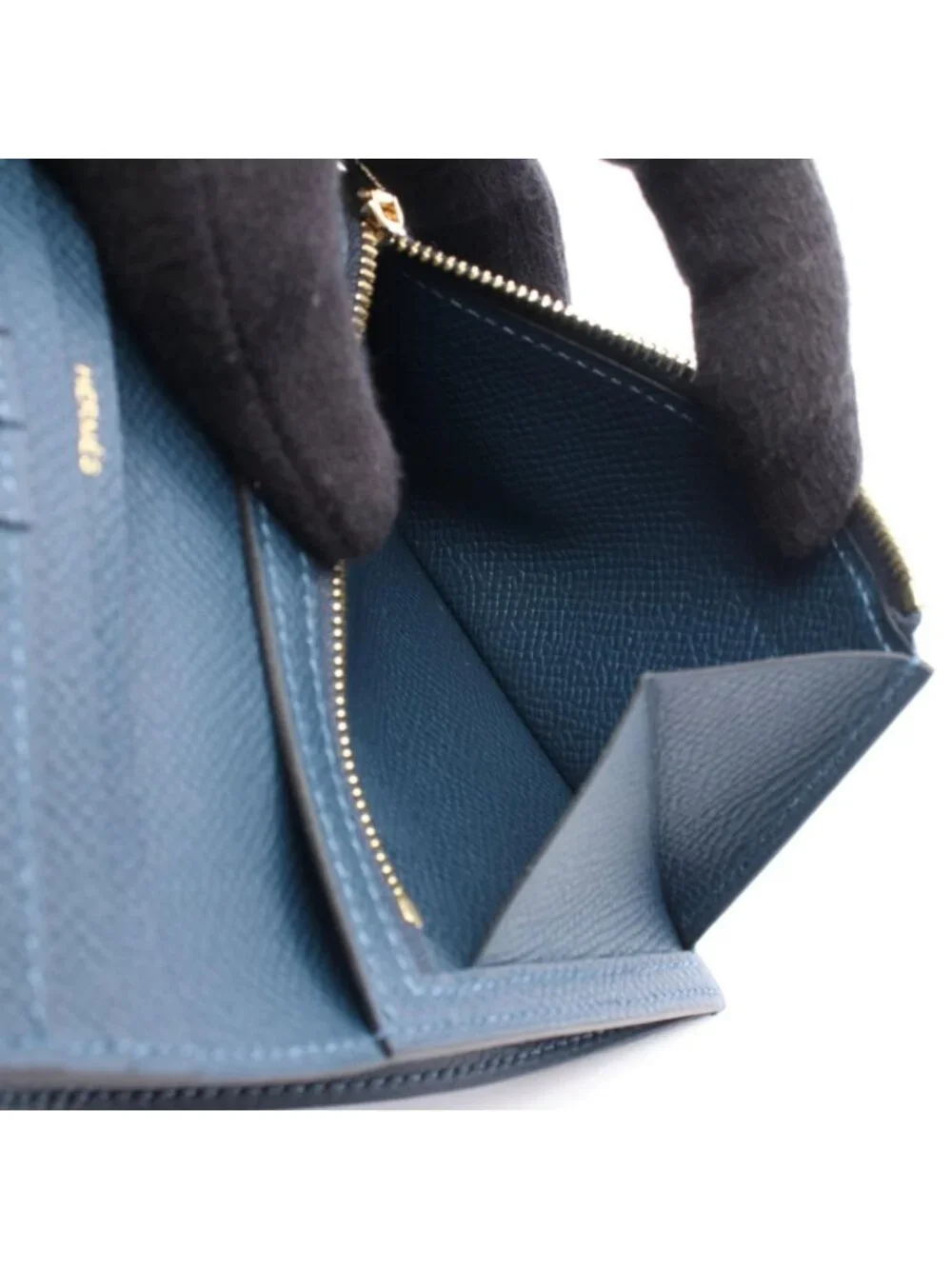 Hermes Bifold Wallet Bearn Compact Blue Dogalis Leather Calf